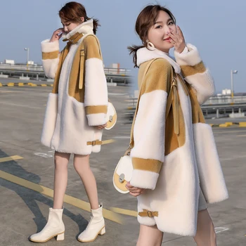 

2019 Winter New High Quality Women Soft Artificial Faux Fur Jacket Coat Elegant Lady Warm Long Lamb Overcoat Best Coat