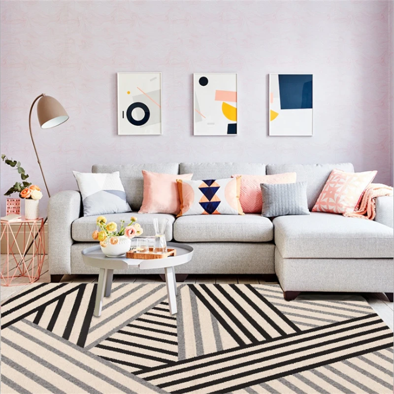 Ковры для гостиной простой геометрический Черный Серый ковер с перекрестной