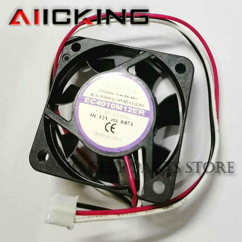 Server Cooling Fan DC 12V 0.07A 40x40x10mm 3-Wire for EverCool EC4010M12ER