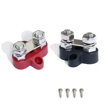 

2pcs 1/4" Bus Bar Terminal Blocks Heavy Duty Dual M6 Positive and Negative Power Distribution Stud for Truck RV Boat
