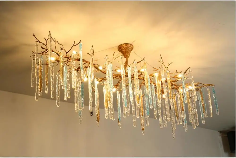 Light luxury post-modern copper branch crystal chandelier French living room dining lamp American minimalist designer villa | Лампы и