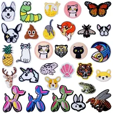 Домашние животные, кошки, собаки, котенок, щенок, вышитые железные нашивки для одежды DIY полосатая одежда Лоскутная наклейка с украшением на выбор