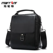 Simple Men's Portable Genuine Leather Bag Business Vertical Square Shoulder Messenger Bag 7002