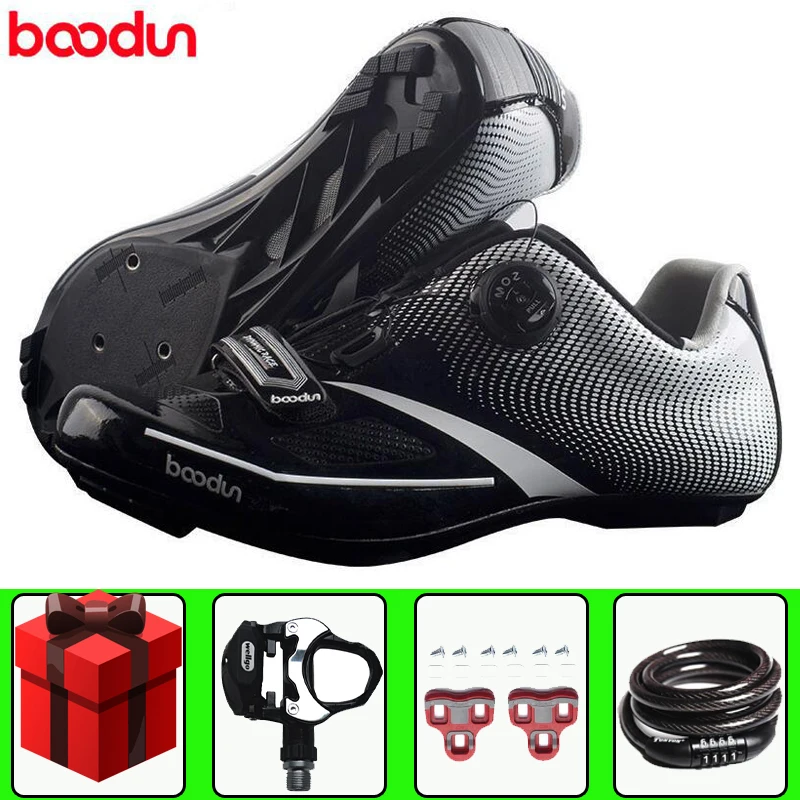 

BOODUN Road Cycling Shoes sapatilha ciclismo add pedal set Bike Men Self-Locking Ultralight Professional Bicycle Sneakers
