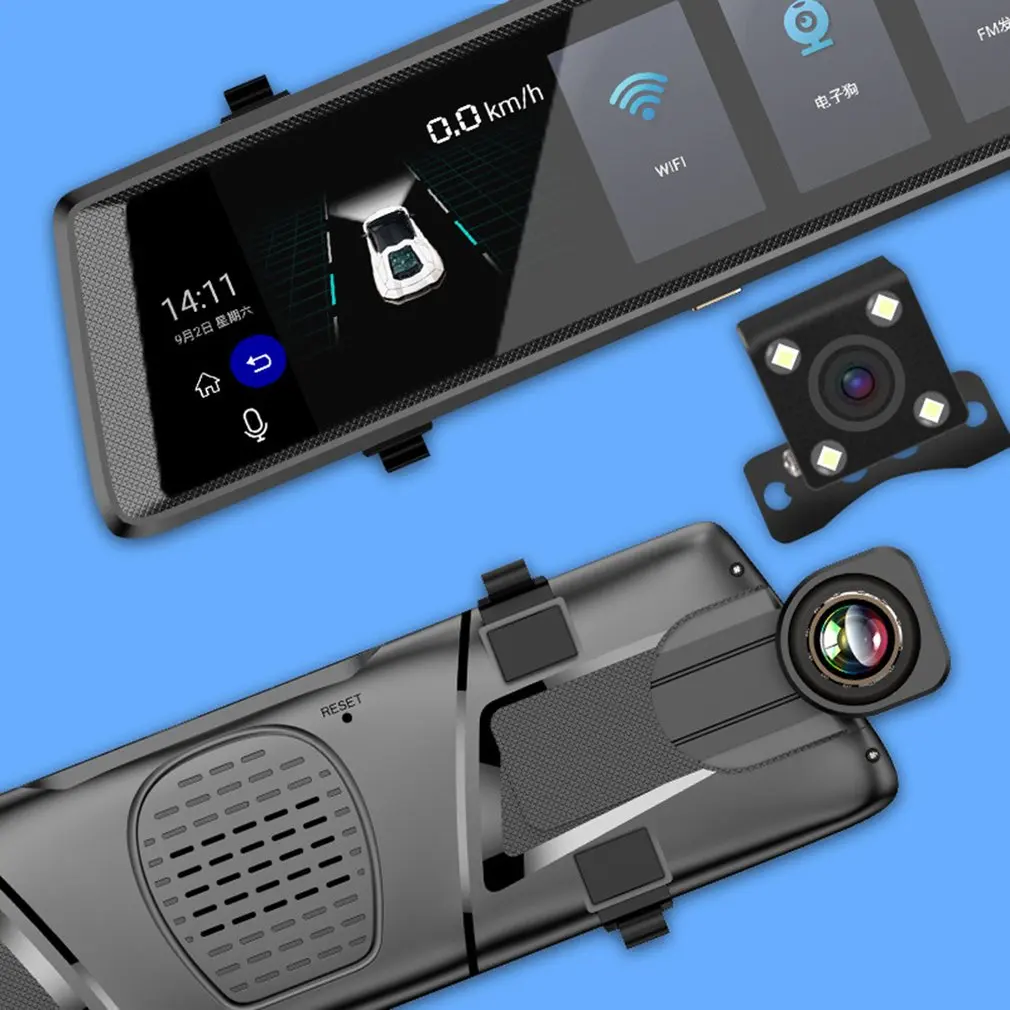 Ips сенсорный экран 1080P Автомобильный видеорегистратор Двойной объектив Dashcam монитор парковки зеркало заднего вида камера регистрация