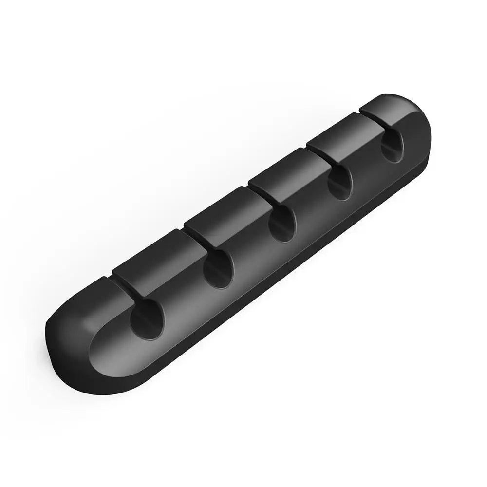 5/7 Ports Phone/Earphone/USB Cable Organizer Charger Mouse Wire Holder Desktop Fixed Silicone Clamp Management Clip - Цвет: Black-5 Ports