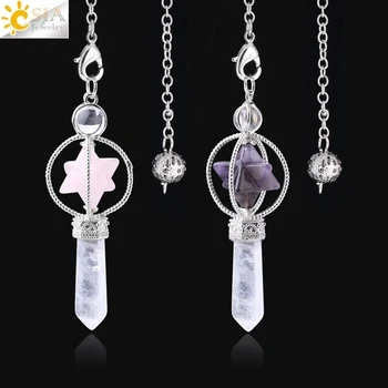 Pendulum Quartz Natural Stone Crystal Pink Reiki Healing