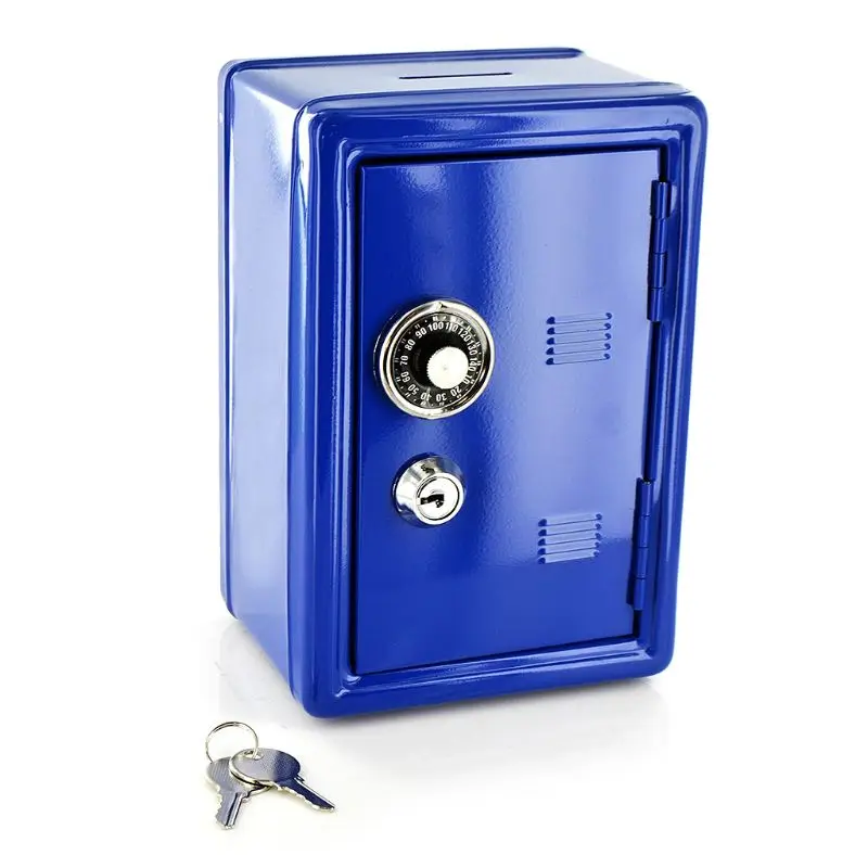New Safe Security Metal Money Bank Deposit Cash Savings Saving Box 2 Keys safe-looking piggy bank decoration