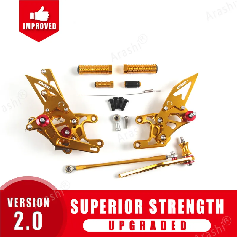 Араши CBR1000RR 2008-2011 ЧПУ Регулируемая подножка Rearsets для HONDA CBR1000 RR 2009 2010 11 10 09 08 1000RR Алюминий серебро - Цвет: Gold