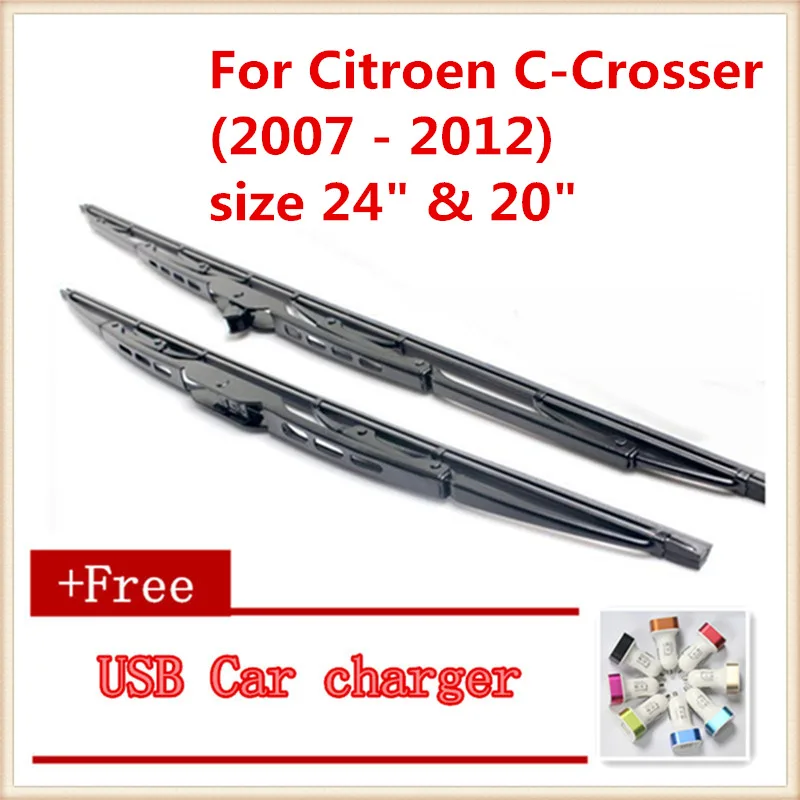 2 шт./лот щетка стеклоочистителя для лобового стекла автомобиля для Citroen C-Crosser(2007-2012), размер 2" и 20" - Цвет: Красный