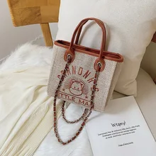 Холщовая Сумка женская на стиль Мода корейский стиль универсальная Сумочка в западном стиле мода INS цепь сумка на одно плечо