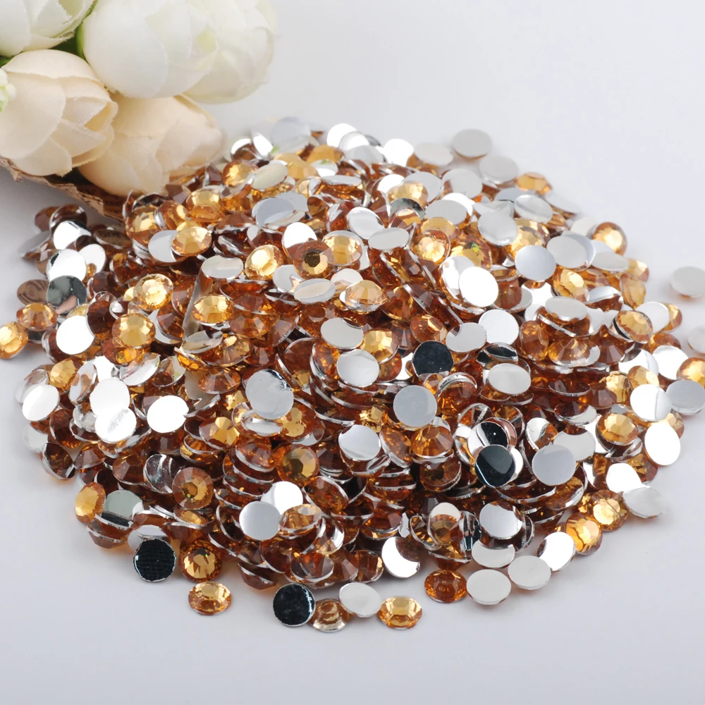 Light coffee 2.0/3.0/4.0/5.0/6.0mm Flat Back Resin Non Hotfix Rhinestones 10000pcs-Wholesale, For Clothes Nails 3D Art Decoration - Цвет: Light coffee