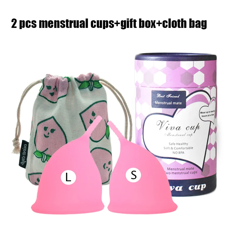 

2pcs Medical Grade Silicone Menstrual Cup for Women Vaginal Collector Reusable Menstruation Cup New Design Copa Menstrual cup
