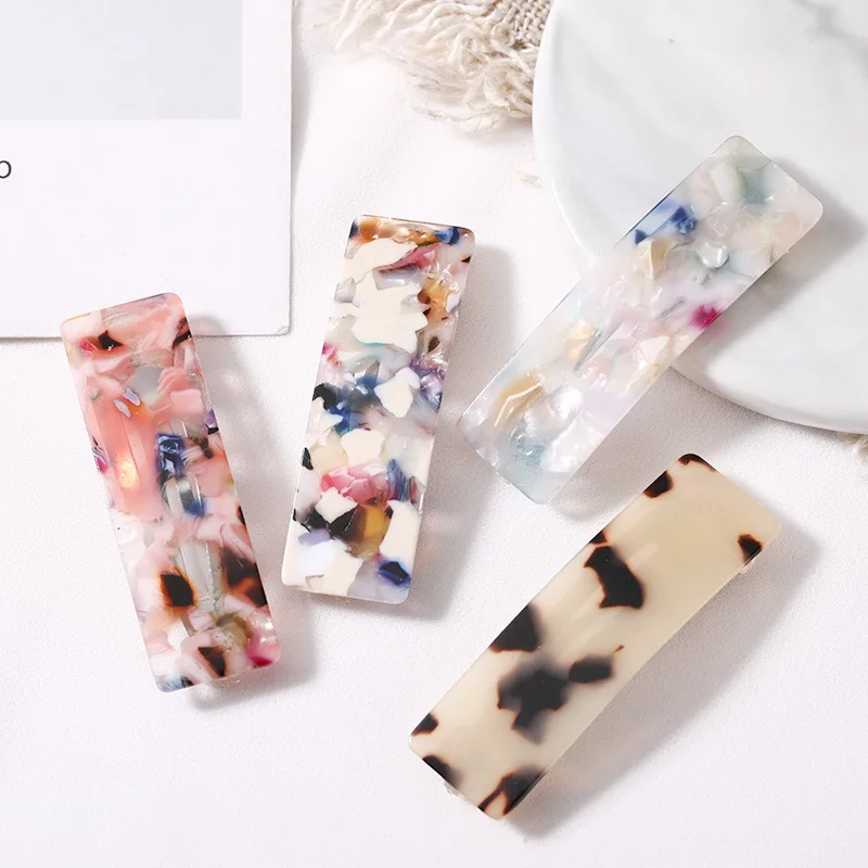 

Women Girls Japanese Style Side Hair Clip Geometric BB clip Hairgrips Colored Marble Textured Printed hairpins hair accessories