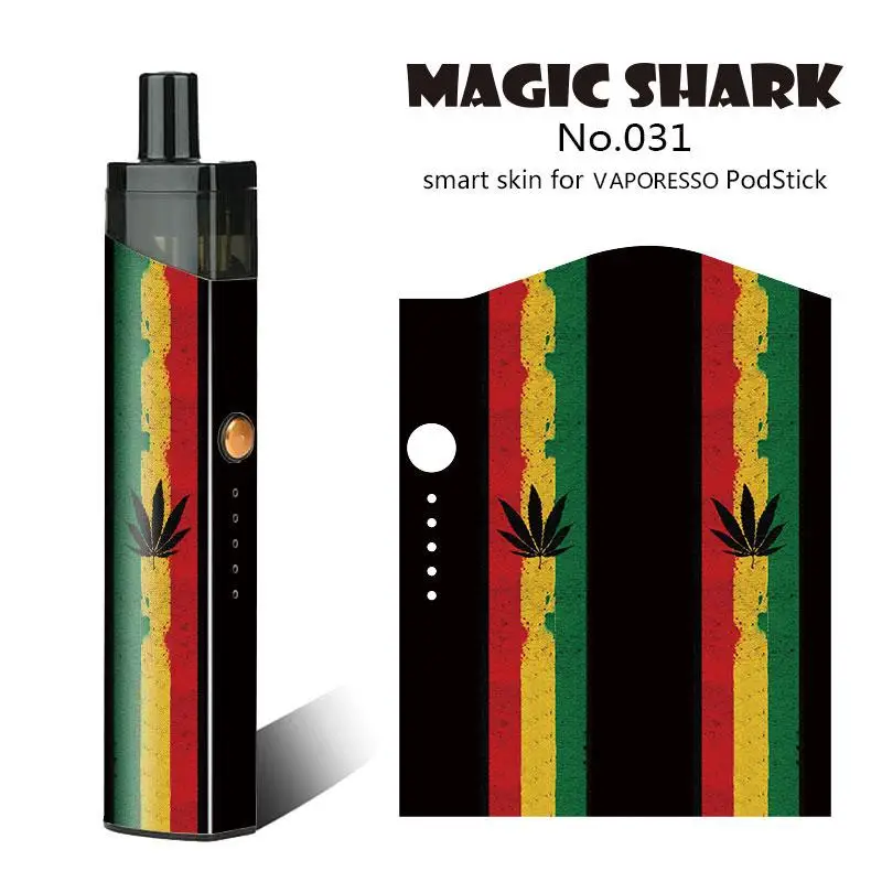 Maigc Shark Shinchan Sun New Skull V for Vendetta Batman Leaf Crayon PVC Stereo Sticker Vape Case Film for VAPORESSO PodStick - Цвет: 031