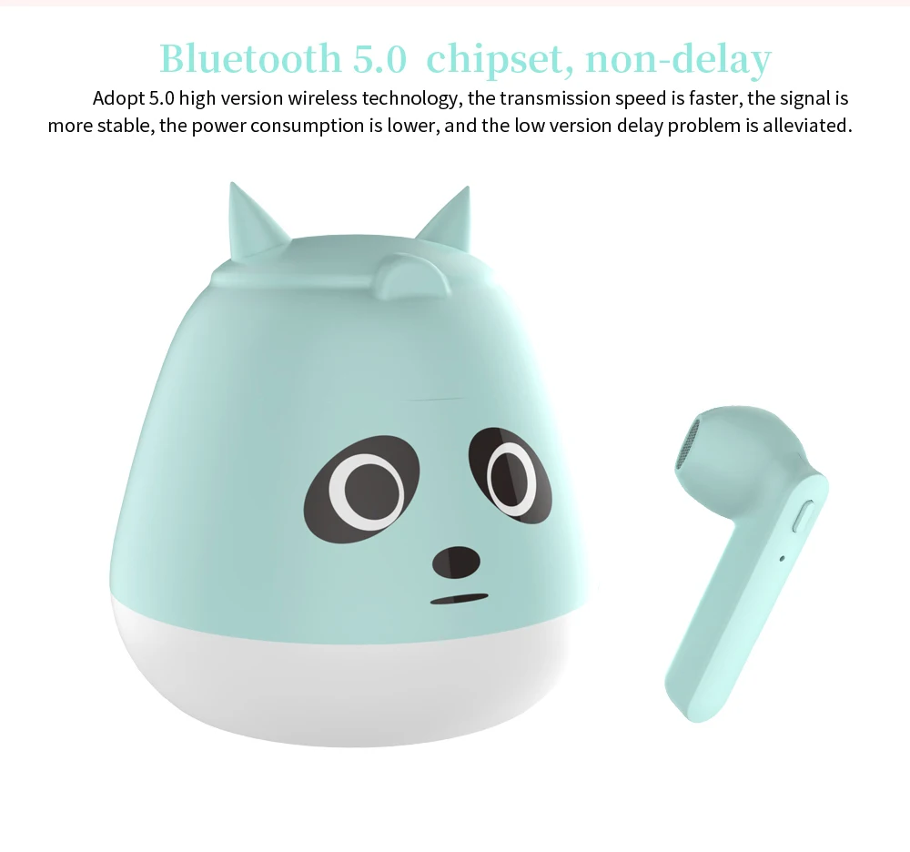 VAORLO 5,0 TWS милые Bluetooth наушники с мультяшным животным беспроводные стерео свободные наушники спортивные HIFI музыкальные гарнитуры для девочек