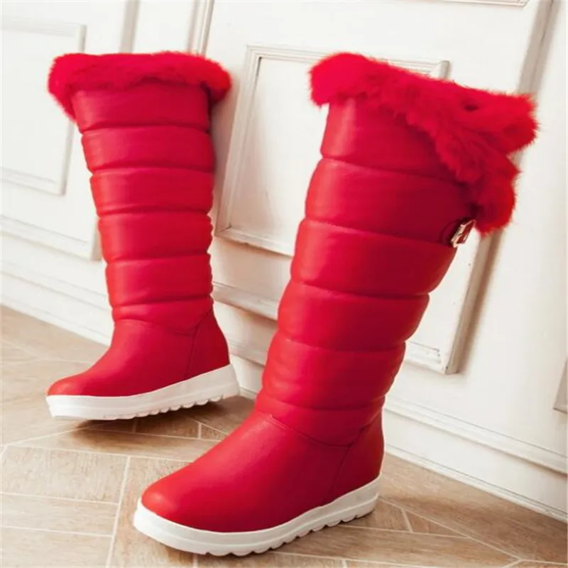 

New real rabbit fur women boots thick bottom warm high tube comfortable warm shoes wear non-slip women boots