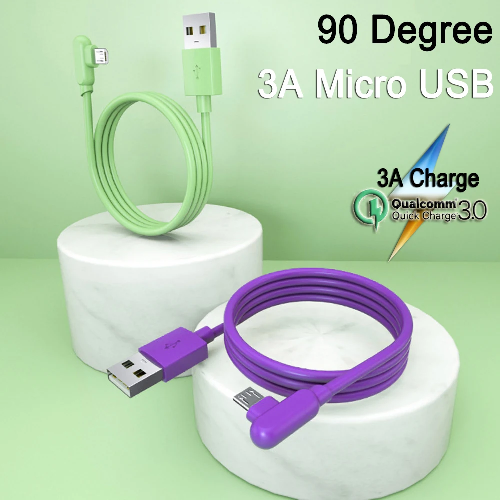 0 3 м 1 2 Micro USB кабель 90 градусов для быстрой зарядки Samsung Redmi Lenovo Nokia HTC ZTE Meizu зарядный