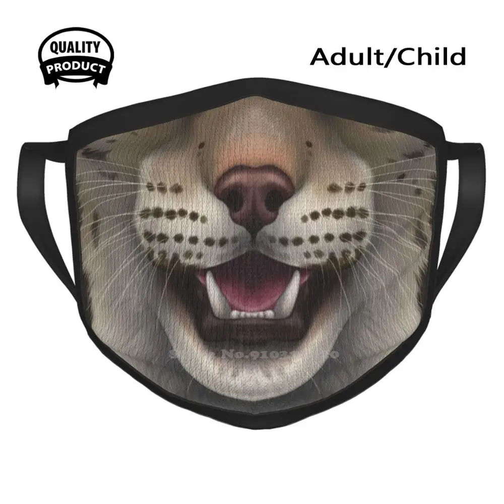 

Eurasian Lynx Face Cotton Breathable Face Mouth Mask Lynx Cat Feline Zoology Europe Asian Animal Whiskers Mouth Kitty Spots