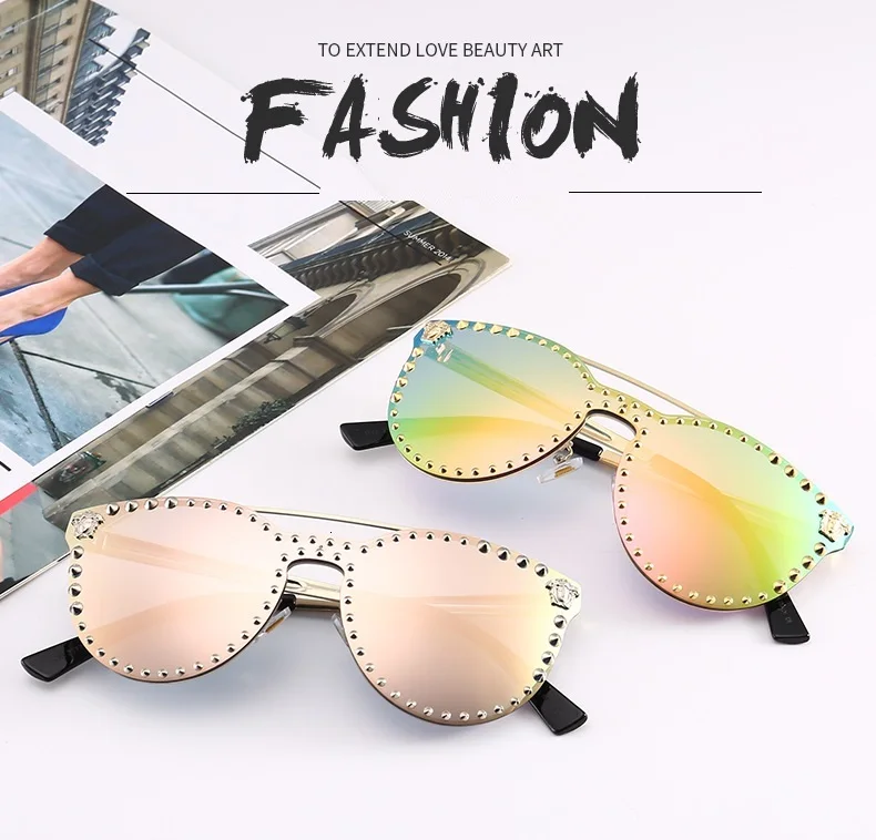 Солнцезащитные очки знаменитостей, женские, мужские, кошачьи глаза, солнцезащитные очки, Роскошные, с заклепками, сексуальные розовые очки для дам, винтажные, оттенки для женщин, UV400