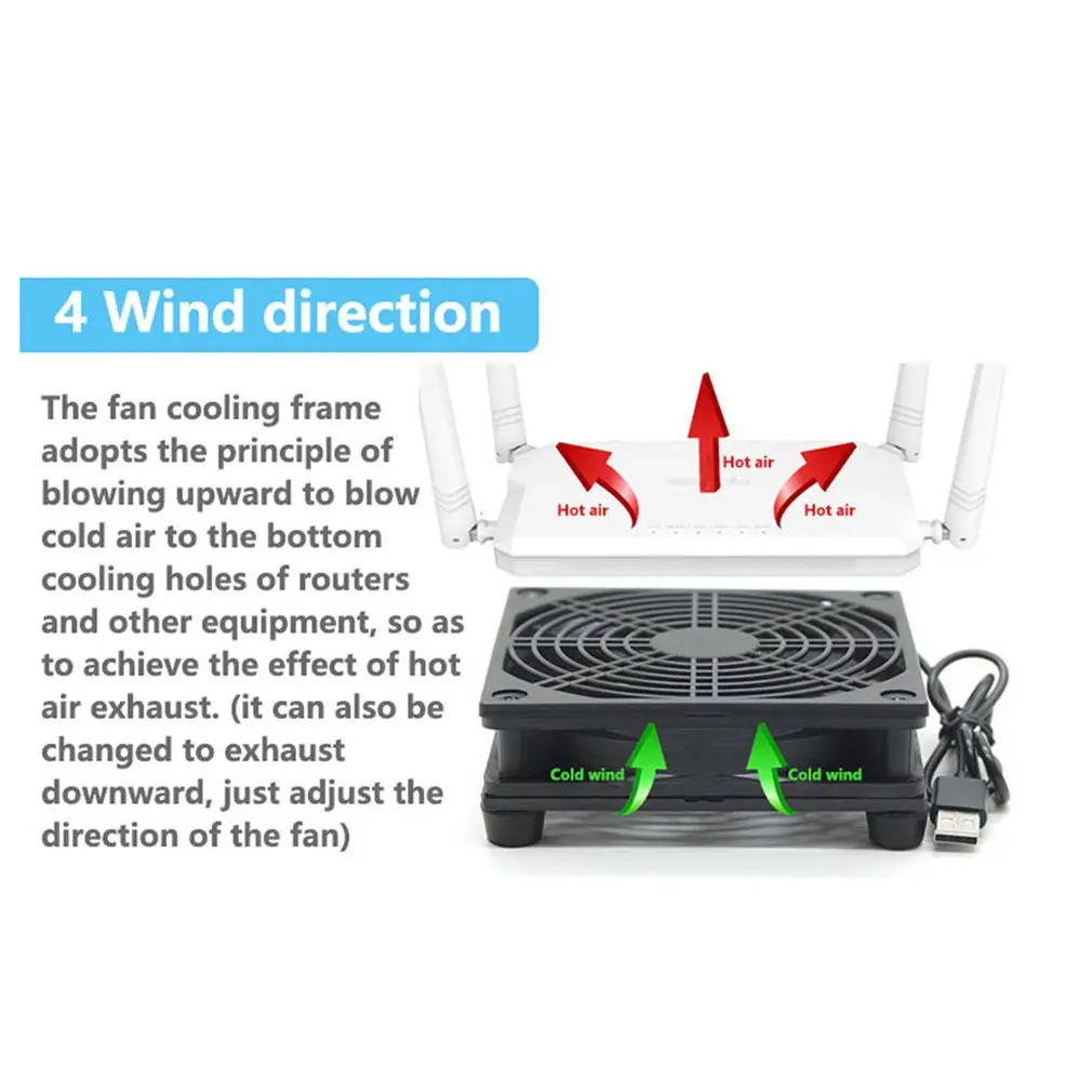 5V 1A USB Router Cooling Fan 120mm DIY TV Set-top Box Ball/Sleeve Cooler W/Controller & Protective Net Desktop Cooling Fan