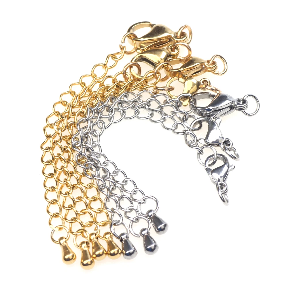 

9/10/11/12/13mm 3pcs/Lot Stainless Steel Lobster Clasps Tone Extension Tail Chain Connector DIY Jewelry Making Bracelet Necklace