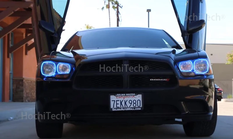 for Dodge Charger SXT Plus 2011 2012 2013 RGB LED Angel Eyes Multi-color with Halo Ring Remote Control Headlight