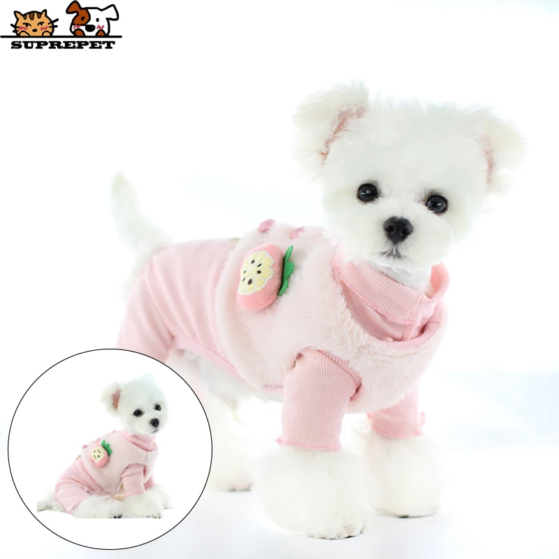 

SUPREPET Fruit Two Feet Vest Dog Costume Winter Warm Dog Outfit Korean Version Pink Clothes for Pet Accesorios Yorkie Ropa Perro