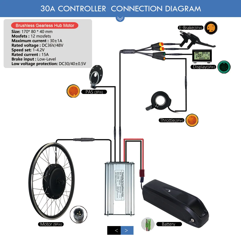 Electric Bicycle Conversion Kit 48V1000W Rear Rotate EBike Hub Motor Wheel With Waterproof Connector For eBike Conversion Kit