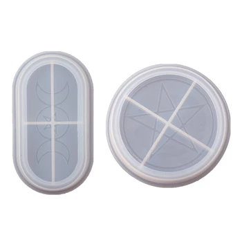 

Pentacle Pentagram- Dish Mold Moon Star Candle Tray Box Stroage Resin Molds Triple Moon Goddess Plate Resin Mold Tools
