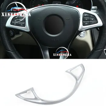 

For Mercedes-Benz A B C E CLA GLA GLC GLE Class W205 W213 W246 C117 X156 W176 Silvery Chrome Steering Wheels Button Frame Trim