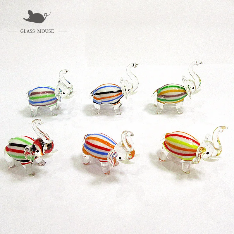 

6pcs Miniature Animals Statue Handmade Glass Elephant Figurine ornaments Collection Home Table Decoration Creative Gift for kids