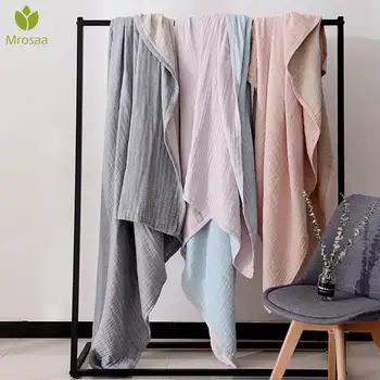 

4 Layer Thick Gauze Blanket Japanese Simple Spring Summer Cotton Air Condition Blanket for Bed Sofa Towel Quilt Throw Blankets