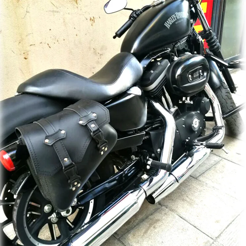 Открытый черный Левый Правый Мотоцикл PU кожаный седельный мешок для Sportster XL 883/1200 водонепроницаемый мотокофр сумки