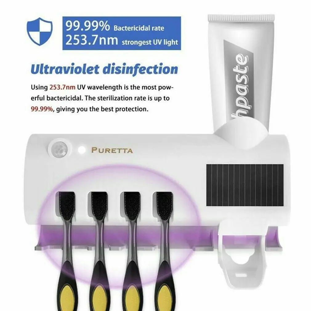 

Uv Toothbrush Sterilizer Wall Mounted Infrared Intelligent Sensor Lamp Compact And Hollow Out Design 1 Pcs