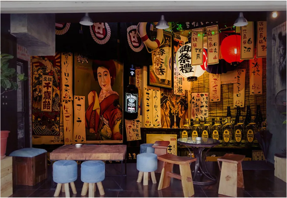 Японская кухня суши Ресторан 3D настенная бумага японский Ностальгический уличный вид отель Izakaya промышленный Декор настенная бумага 3D
