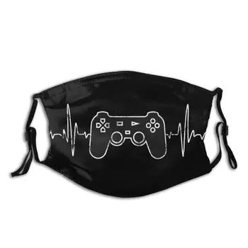 

Unisex Mouth Mask With Filter PM 2.5, Gamer Hearbeat White Adjustable Anti Dust Face Mouth Mask