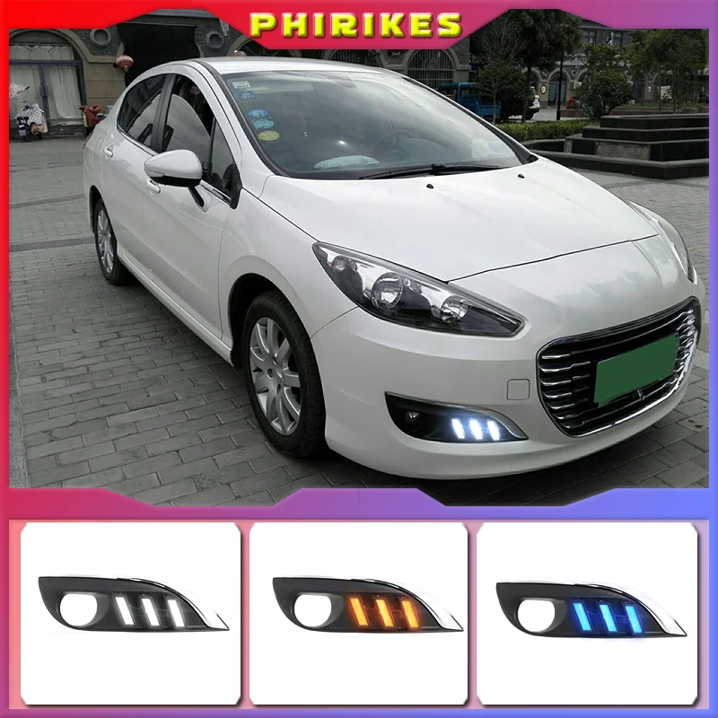 2Pcs Car styling for Peugeot 308 2012 2014 LED driving DRL with Daytime