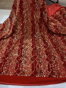 

Mysterious big magic diamond shaped pattern velvet Fabric for women dress with colorful sequins 2WV4 African velvet lace Fabric
