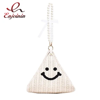 

Straw Triangle Embroidery Cartoon Fashion Women Casual Purses and Handbags Shoulder Chain Bag Female Clutch Bag Crossbody Bag