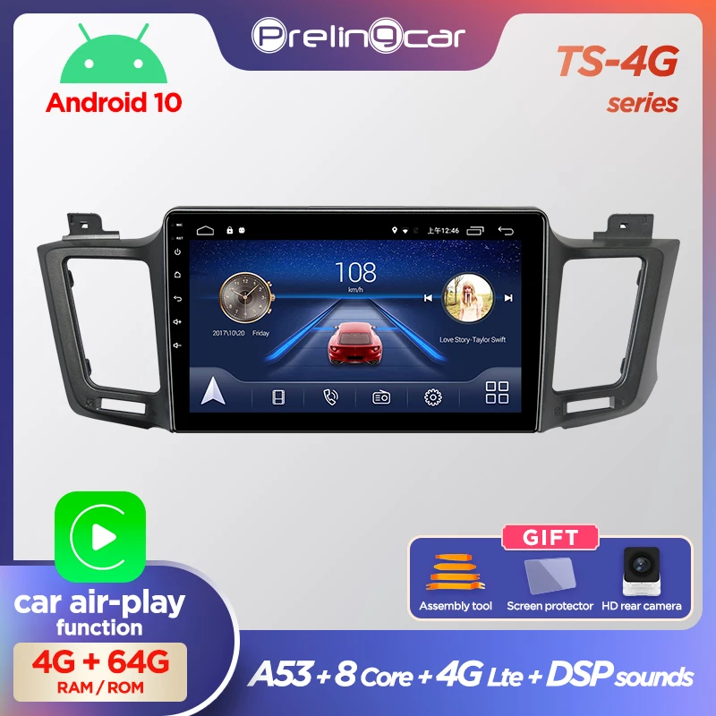 Prelingcar для Тойота РАВ4 4 авто магнитолы До 4G+64G Android 10 8 ЯДЕР DSP Навигация GPS