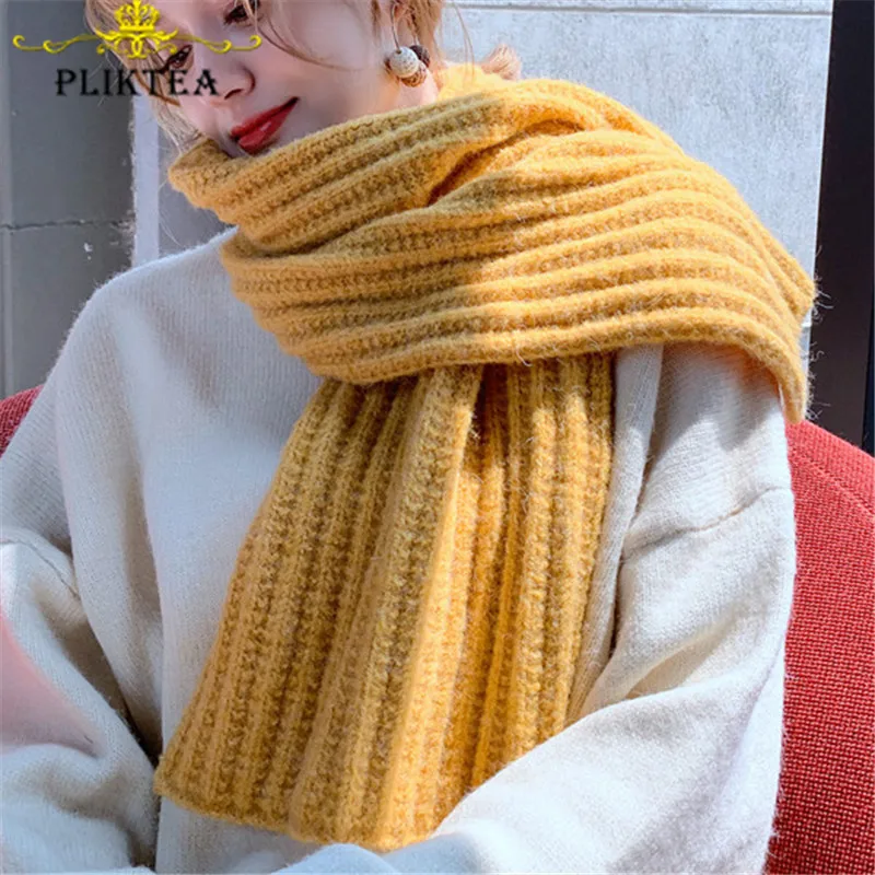 Best For You Yellow Thick Warm Knitted Scarf Solid Color Women's Winter Scarves Female Green Gray Black Pink Bei Best For You Yellow Thick Warm Knitted Scarf Solid Color Women's Winter Scarves Female Green Gray Black Pink Bei