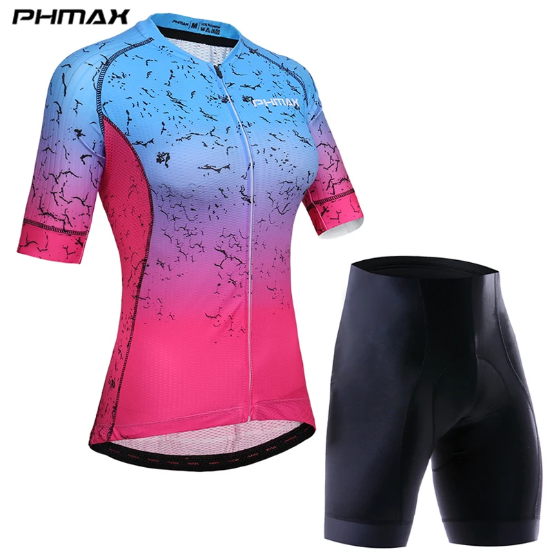Cycling set PHMAX велосипедная одежда, Женский велосипедный комплект, велосипедная одежда, дышащая, удобная, анти-УФ, велосипедный, короткий рукав, Велоспорт, Джерси, набор - Цвет: Cycling set