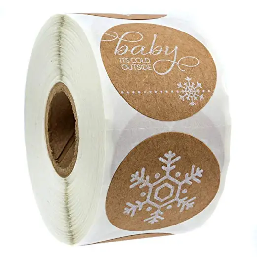 

Christmas Stickers 6 Designs of 500 Labels Per Roll White Snowflake Sticker for Thank You Envelope Seal Label Stationery Sticker