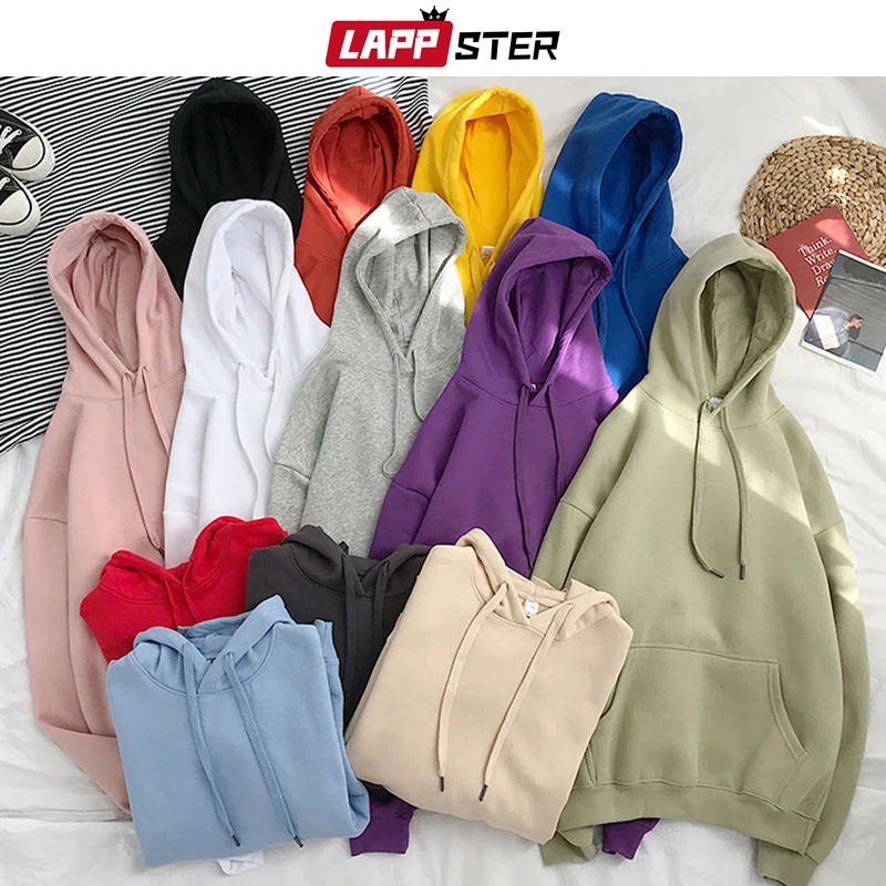 LAPPSTER Men Solid Hooded Hoodies 2020 Autumn Women Hip Hop Korean Fashions Sweatshirts Casual Hip Hop Couple Hoodie Plus Size LAPPSTER Men Solid Hooded Hoodies 2020 Autumn Women Hip Hop Korean Fashions Sweatshirts Casual Hip Hop Couple Hoodie Plus Size