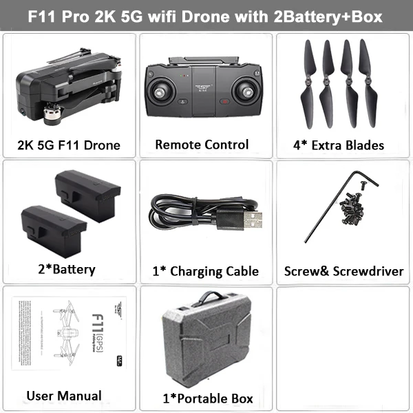 SJRC F11 PRO gps Дрон с камерой 2K Дрон FPV 5G Wifi Квадрокоптер управление жестами бесщеточный 25 минут время полета складной Дрон - Цвет: 2K 2B Case