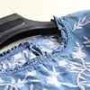 Embroidery Denim Blouse Women Light Blue Soft Jeans Blouses Hem O Neck Three Quarter Sleeve Ruffles Casual Shirt Sweet Top 3