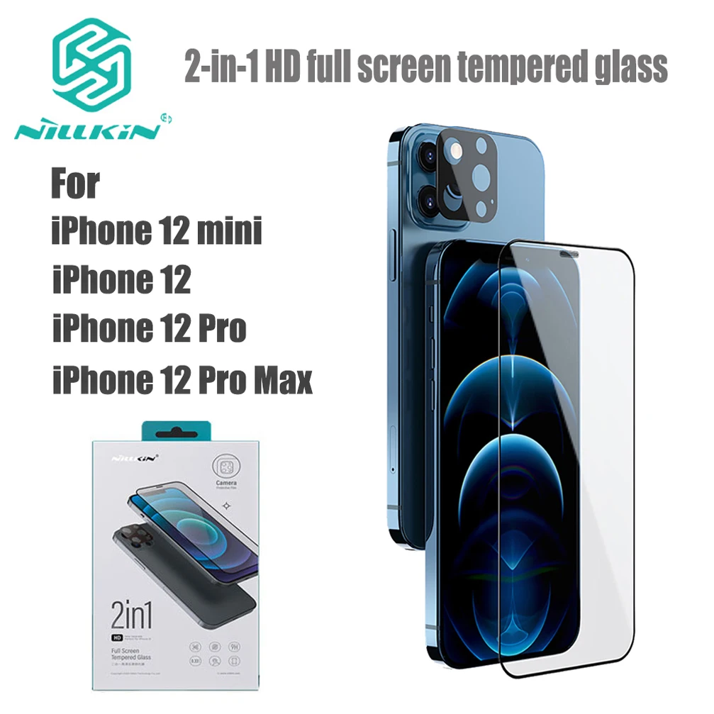 For iPhone 12 Pro Tempered Glass NILLKIN 2 in 1 HD full screen protective film with camera glass For iPhone 12 Pro Max 12 mini