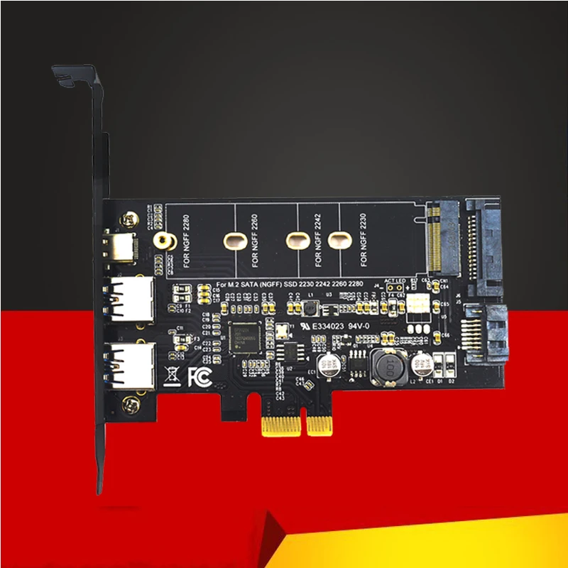 Двойной USB3.0 1 порт type-c M.2 адаптер PCIe M2 SSD SATA B Ключ к PCI-e 3,0 Контроллер конвертер карты для 2280 2260 2242 2230 NGFF