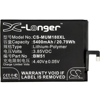 

Cameron Sino 5400mAh Battery For Xiaomi M1804E4A M1804E4C M1804E4T Mi Max 3 Mi Max 3 Dual SIM TD-LTE,BM51